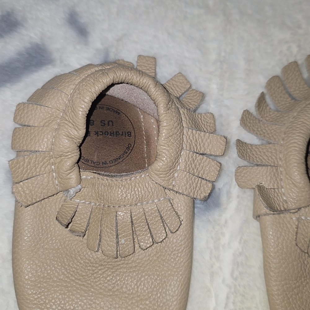 Beige Leather Baby Moccasins - Picture 3 of 6